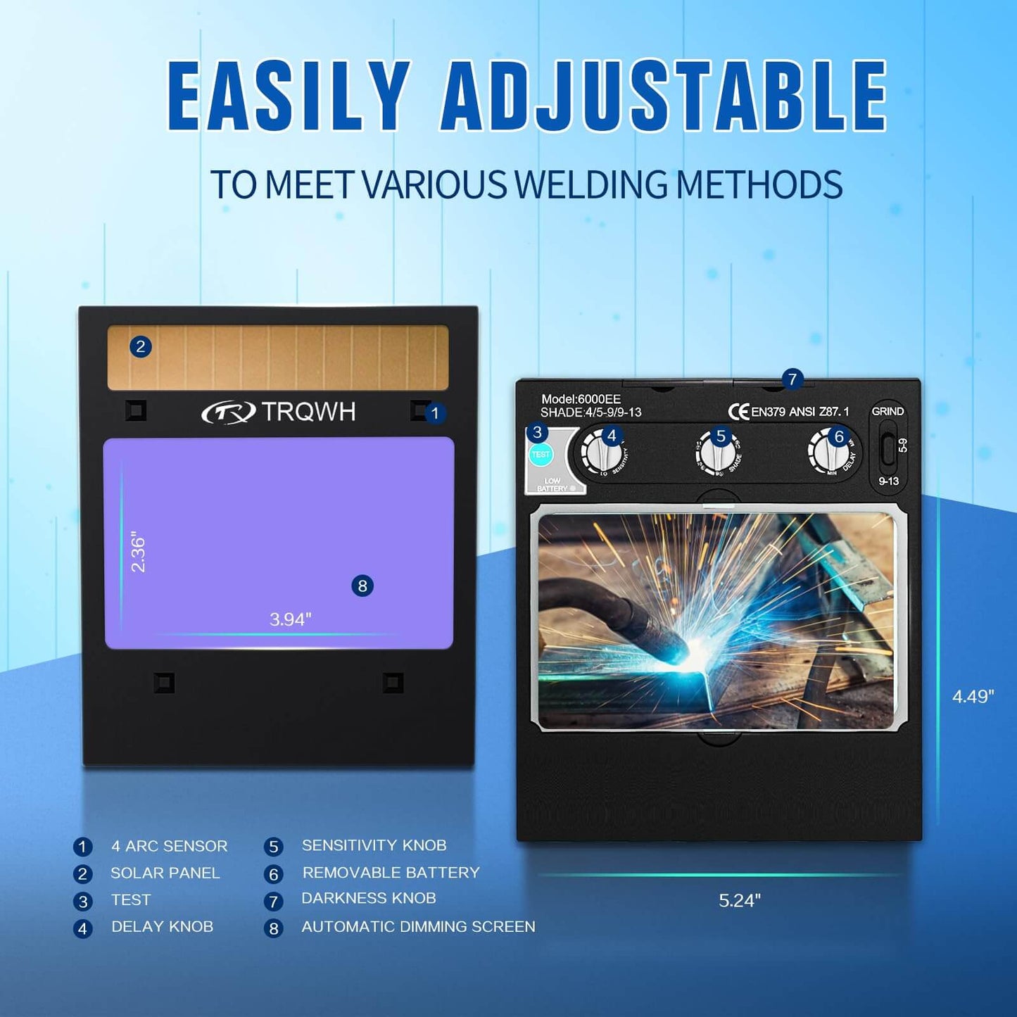 4.49x5.24in Welding Lens Auto Darkening