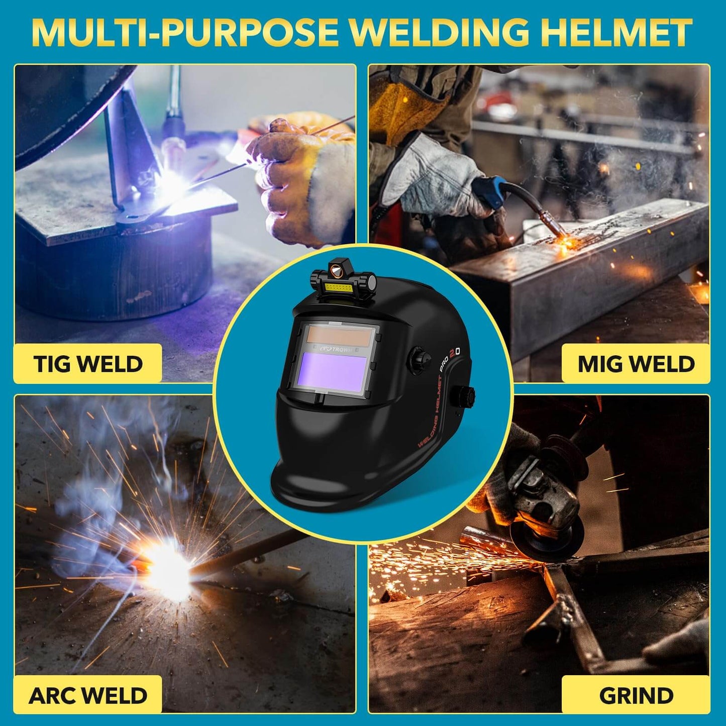 Welding Helmet with Light True Color Auto Darkening