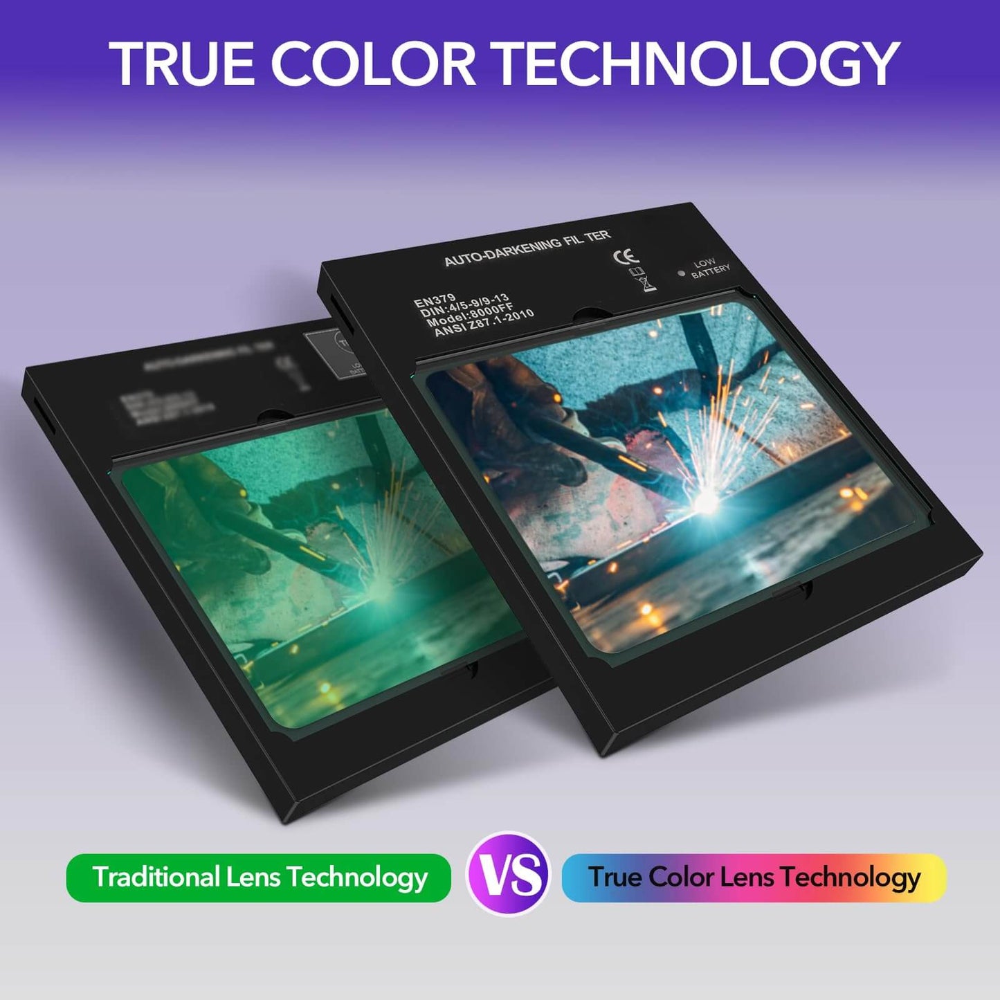 Welding Helmet Auto Darkening - Large Viewing (Black)