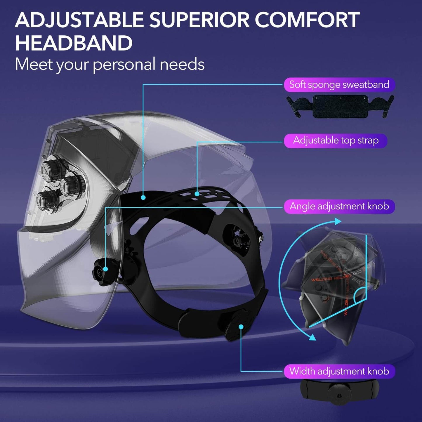 Welding Helmet Auto Darkening - Large Viewing (Black)