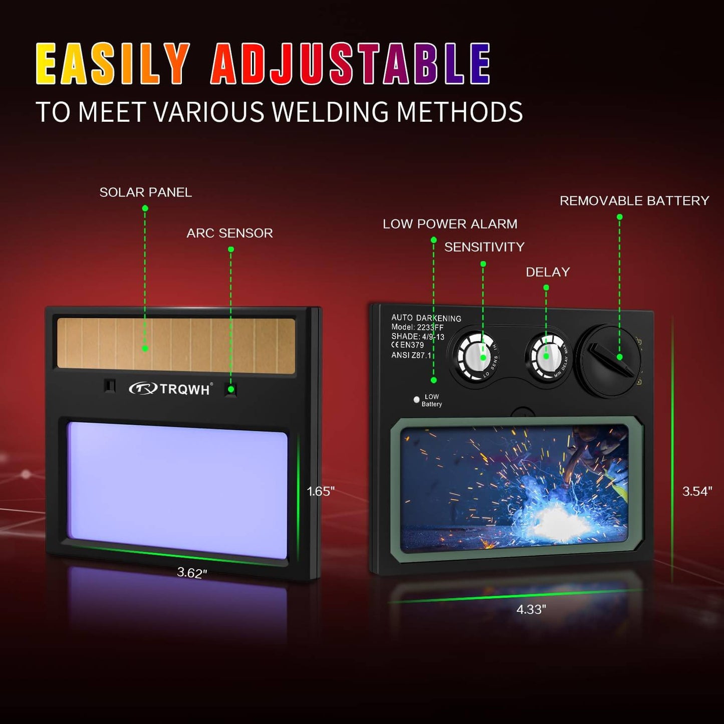 Auto Darkening Welding Hood Welding Helmet (Red)