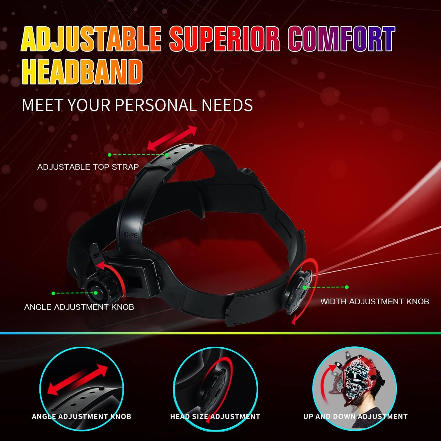 Auto Darkening Welding Hood Welding Helmet (Red)