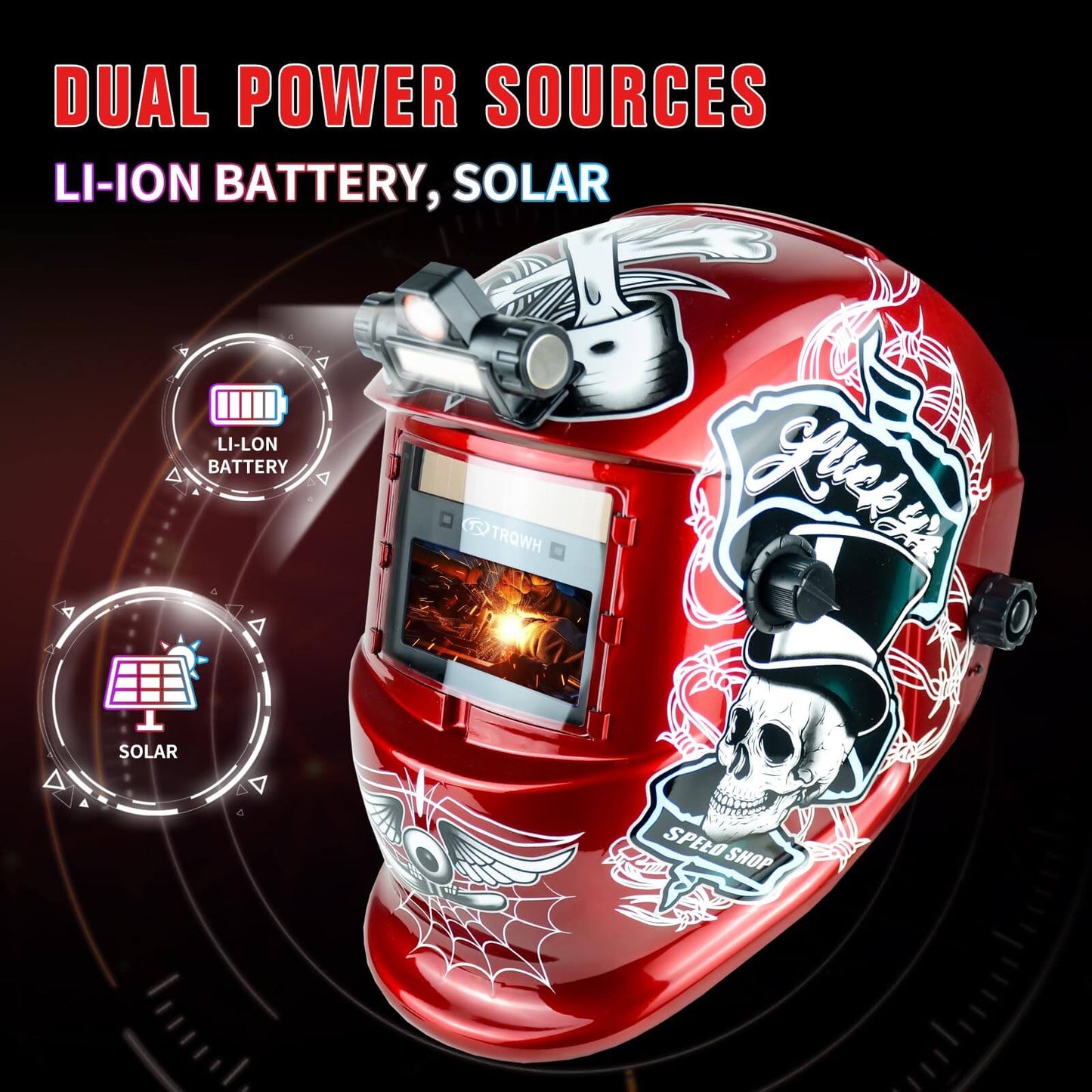 Auto Darkening Welding Hood Welding Helmet (Red)