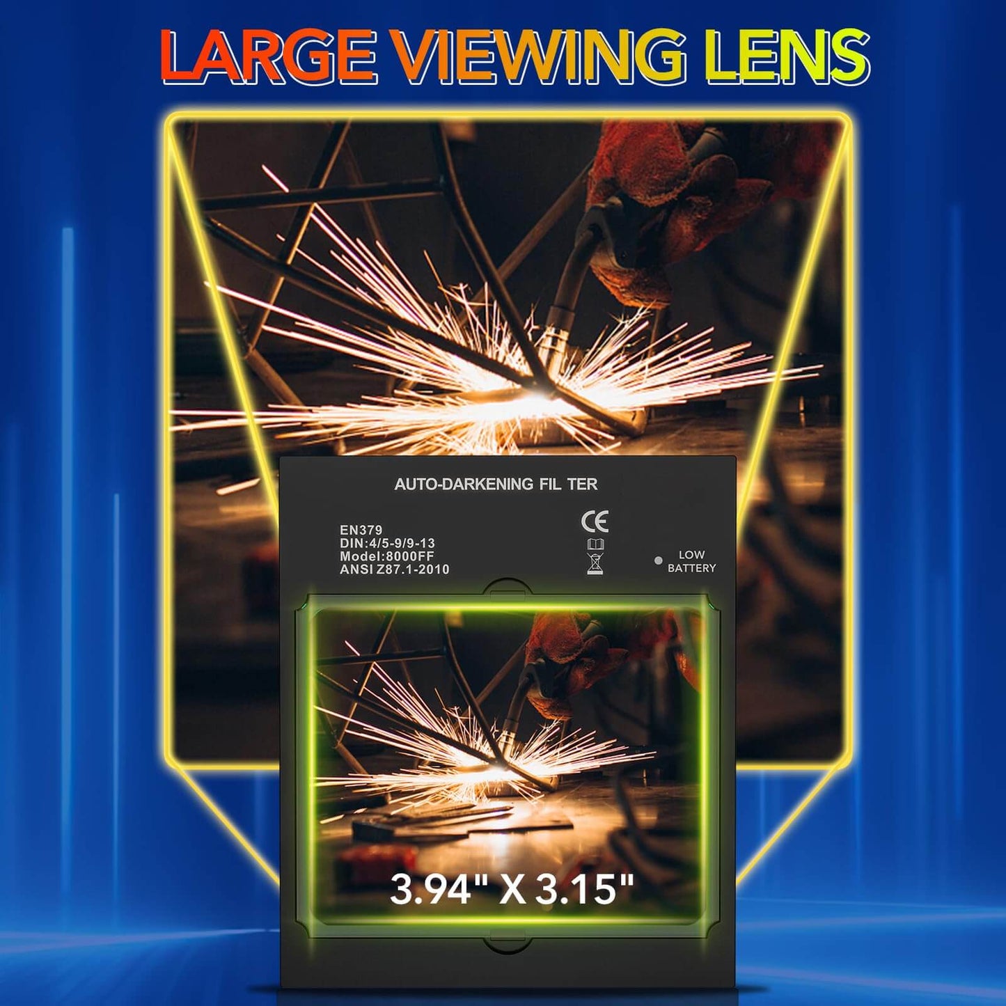 Welding Helmet Auto Darkening Large Viewing