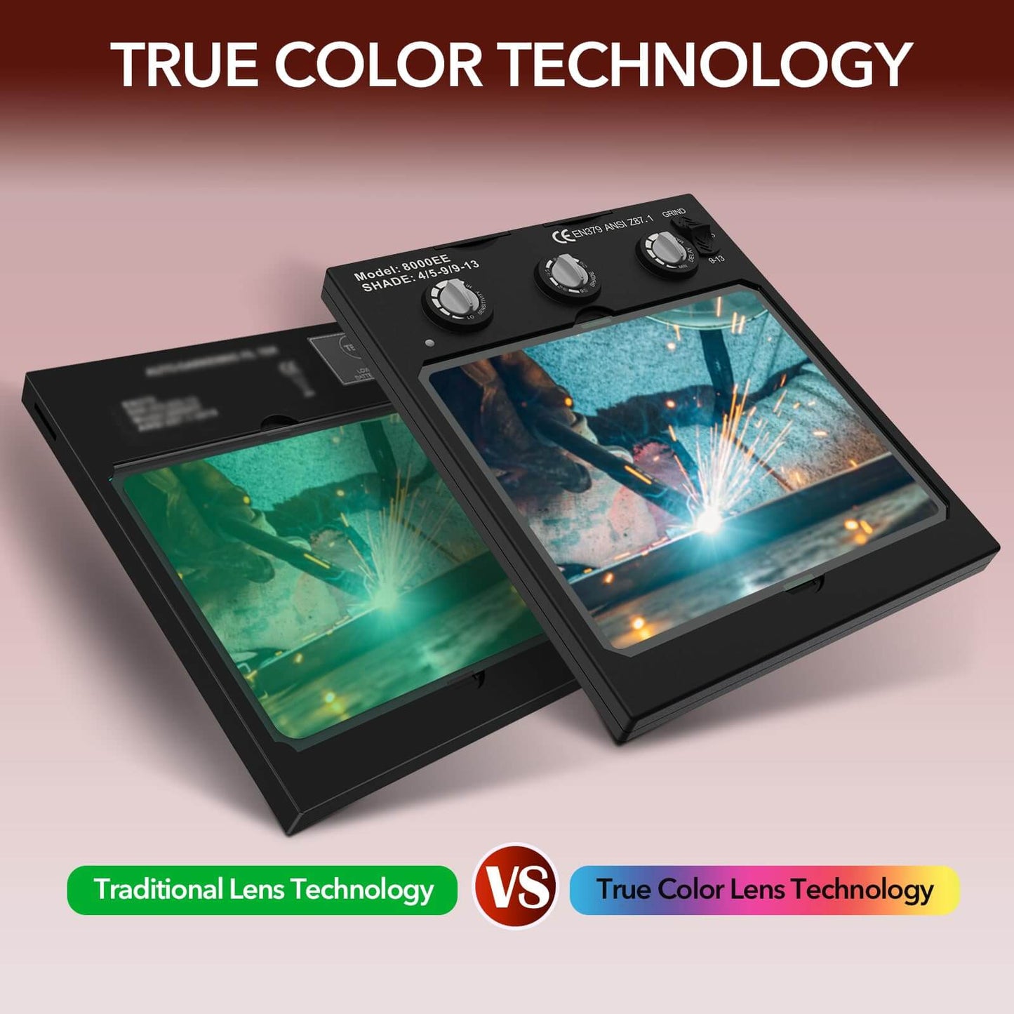 1/1/1/1 Large Viewing Welding Helmets for Men