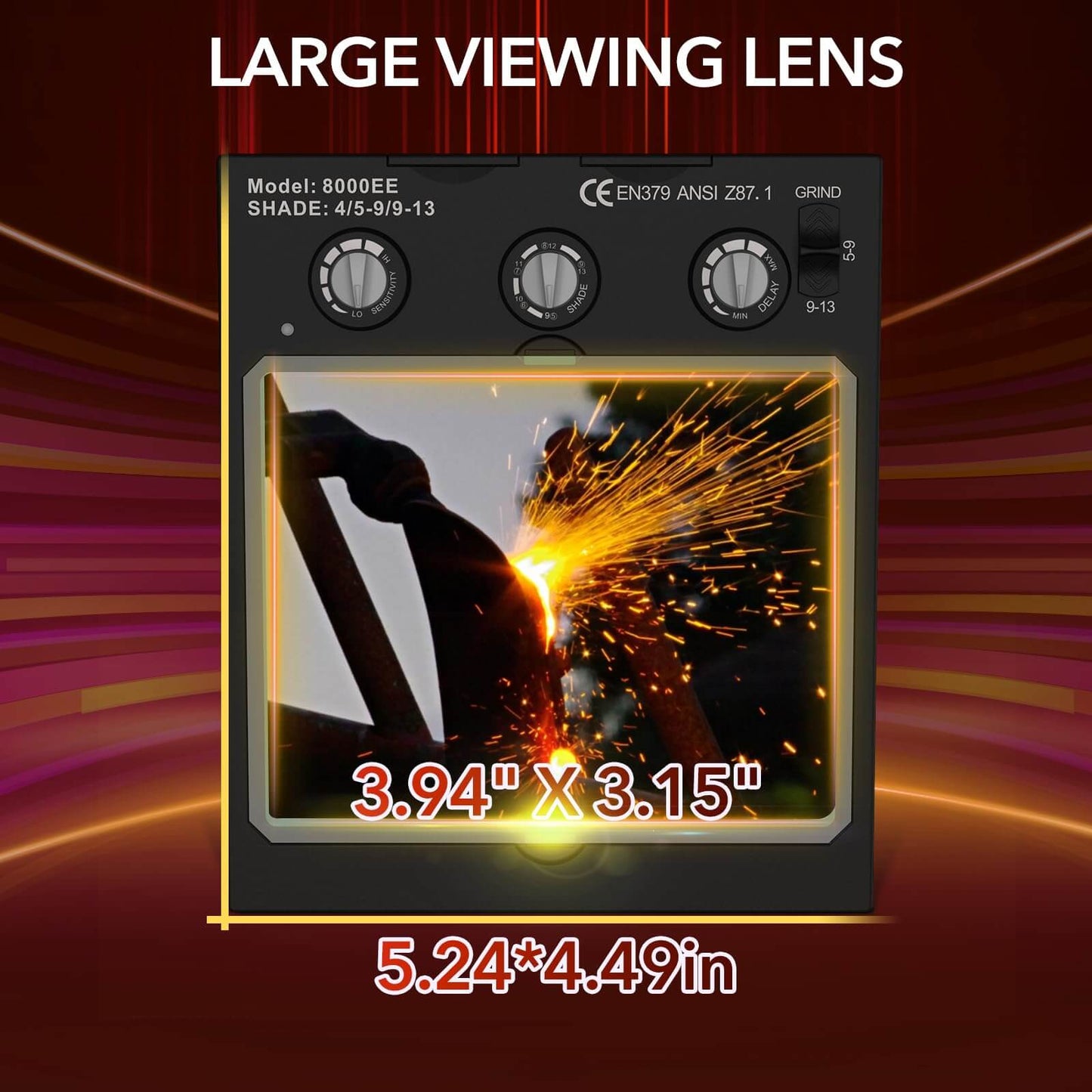 1/1/1/1 Large Viewing Welding Helmets for Men