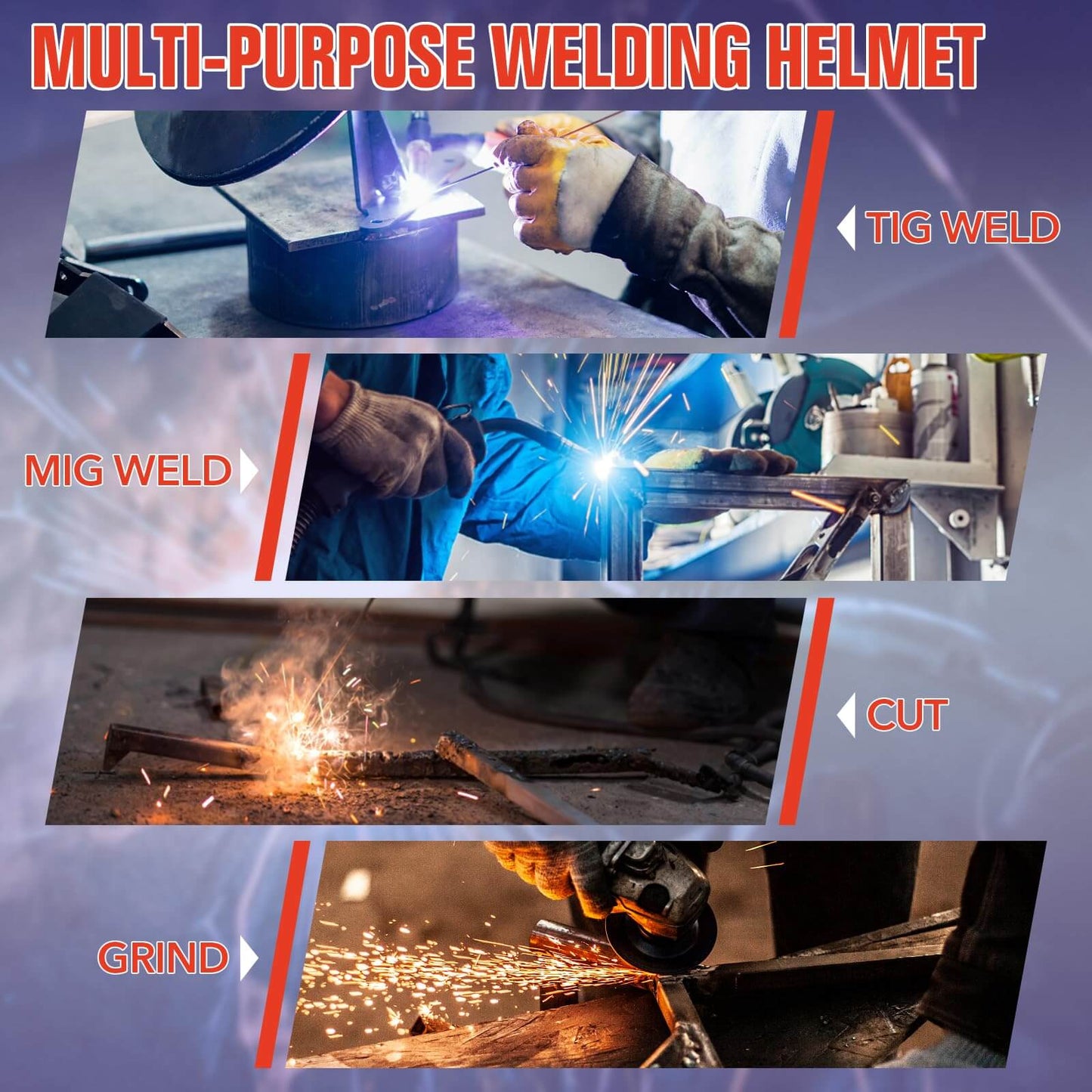 3.94" x 3.15" Larger View Auto Darkening Welding Helmets