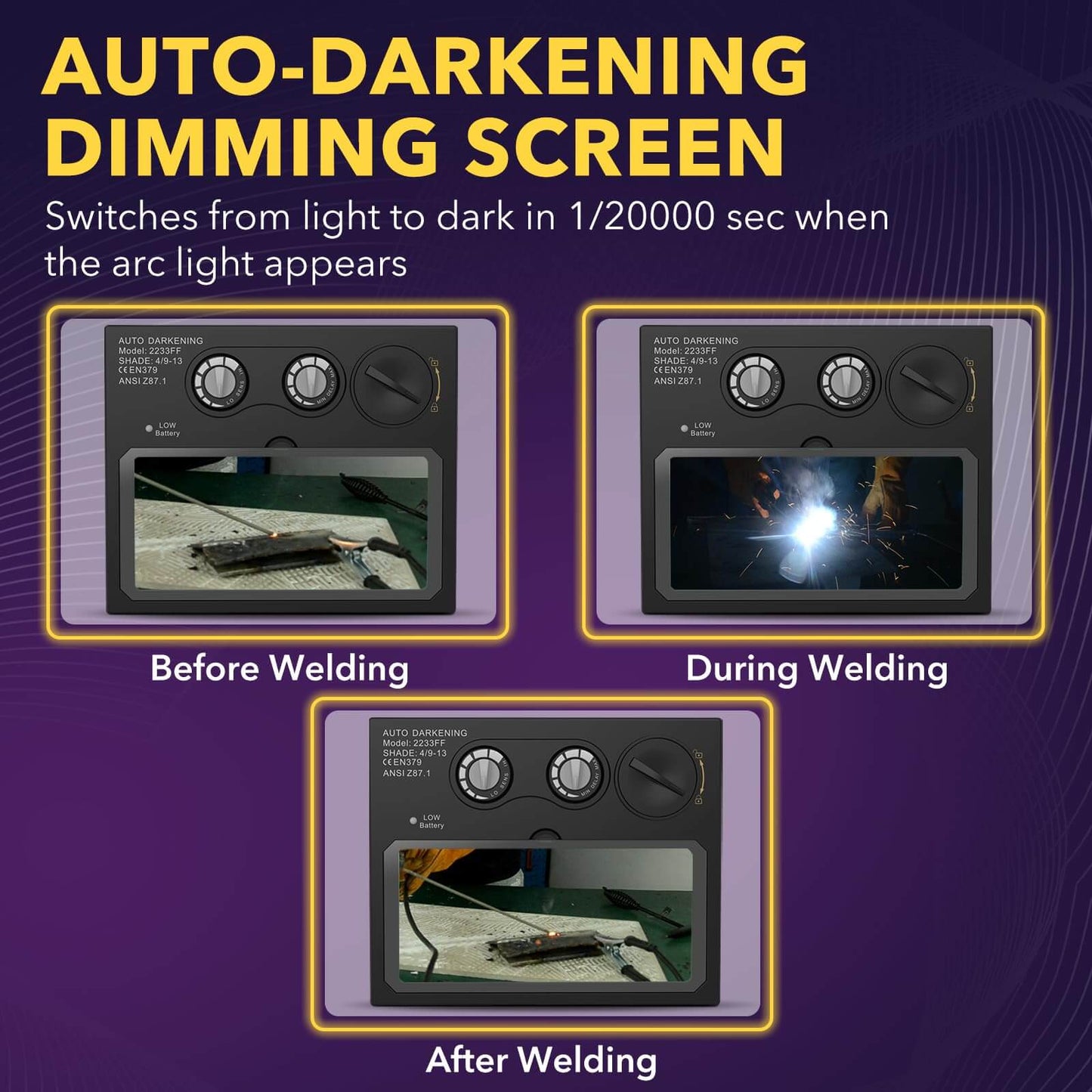 4.33"x3.54" HD Auto Darkening Welding Lens