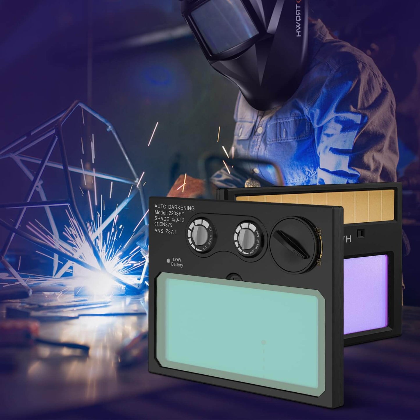 4.33"x3.54" HD Auto Darkening Welding Lens