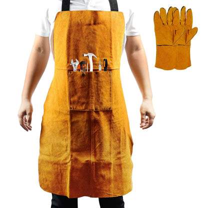 Leather Heat Flame Resistant Welding Work Apron