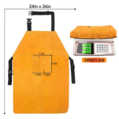 Leather Heat Flame Resistant Welding Work Apron