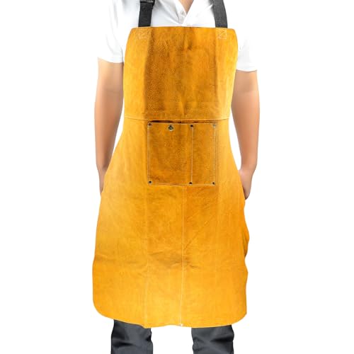 TRQWH Welding Apron for Men 24 x 36 Inch Heat Flame Resistant Welding Work Apron with Pockets for Tools for Woodworking Blacksmith and Welding Work Shop