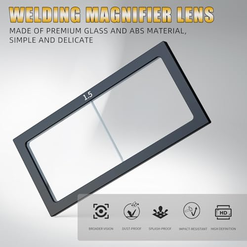 TRQWH Welding Helmet Glass Magnifying Lens 1.0/1.5/2.0/2.5/3.0 Diopter Eye-Protecting Welder Accessories Magnifier Cheater Lens (G-1.5 Diopter)