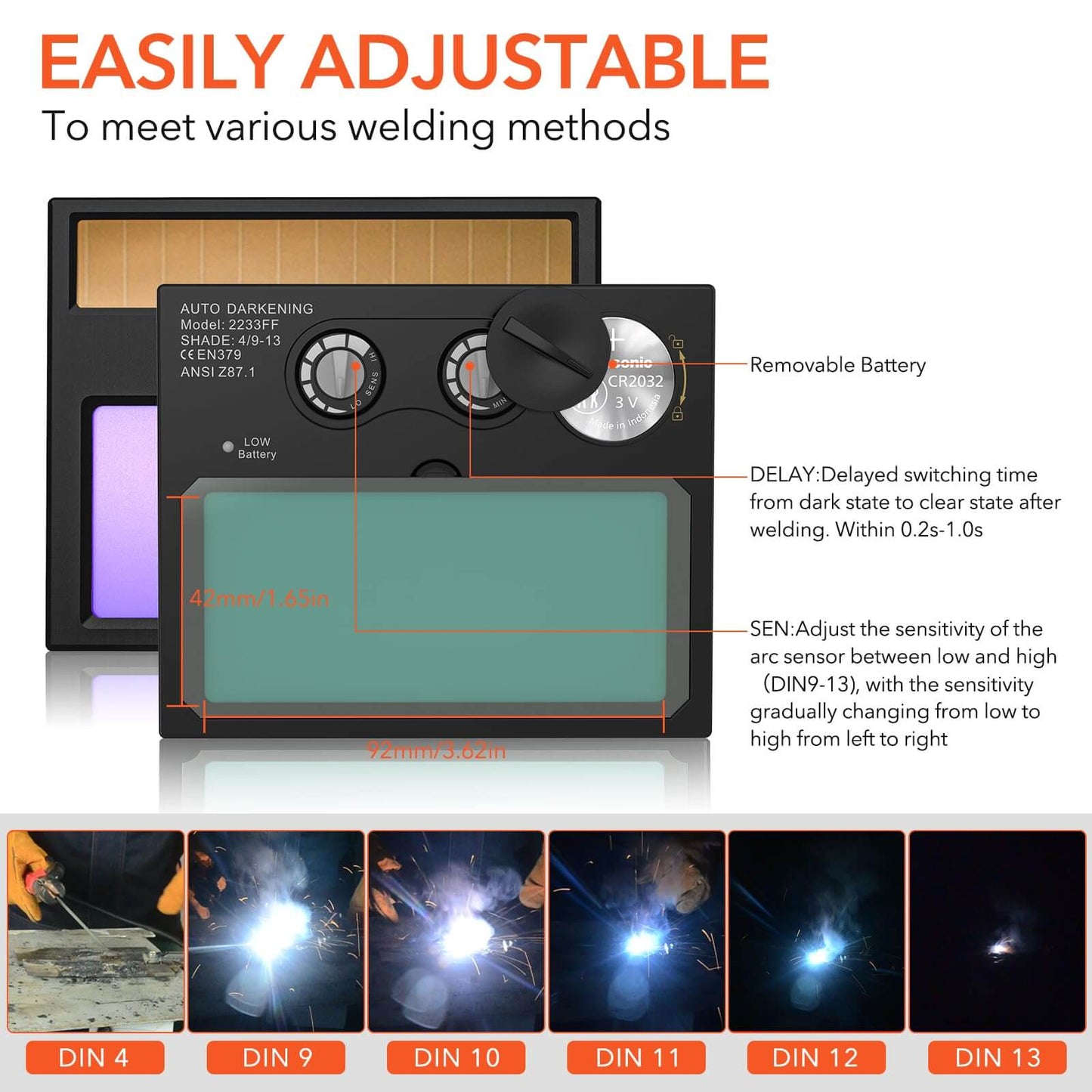 True Color Auto Darkening Welding Helmets with Light