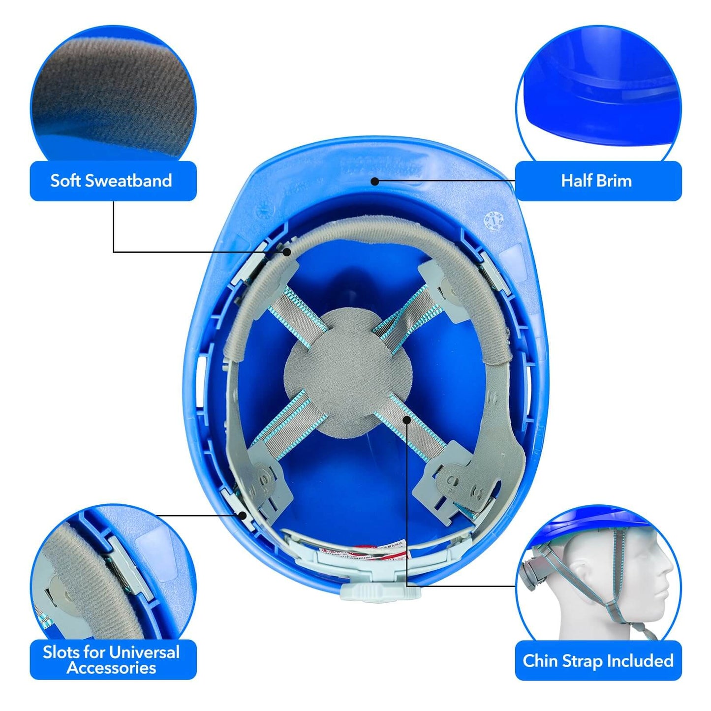 Blue Adjustable Safety Hard Hat