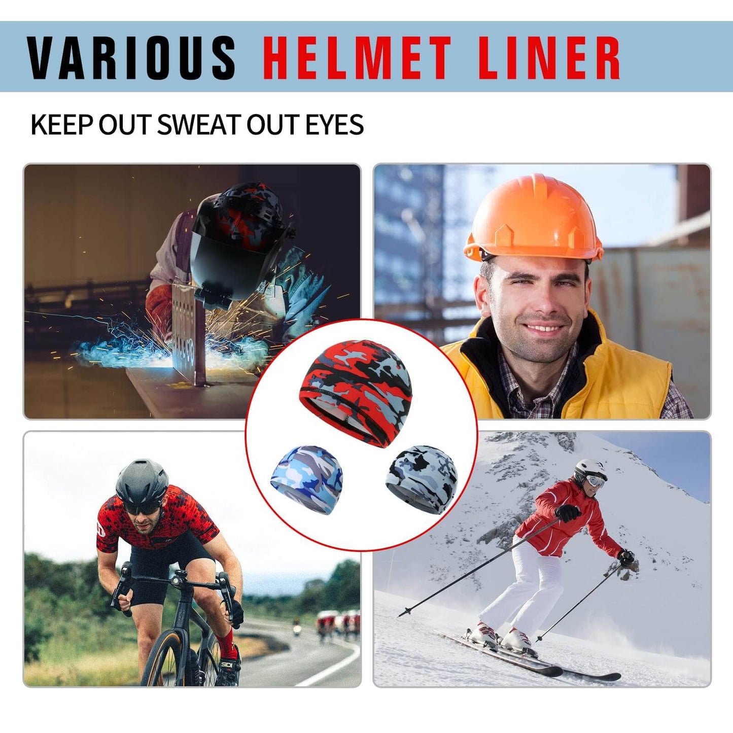 3 PCS Camouflage Breathable Sweat-Absorbent Welding Caps