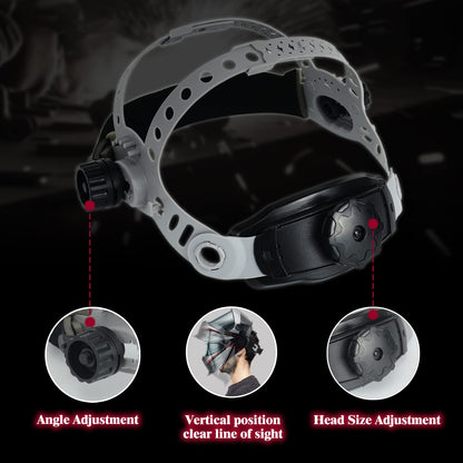 Welding Helmet Headgear - TRQWH Welding Hood Replacement Headgear Welding Helmet Accessories Welding Head gear with Sweatband for Round Square Hole Helmet, Adjustable (grey-square hole)