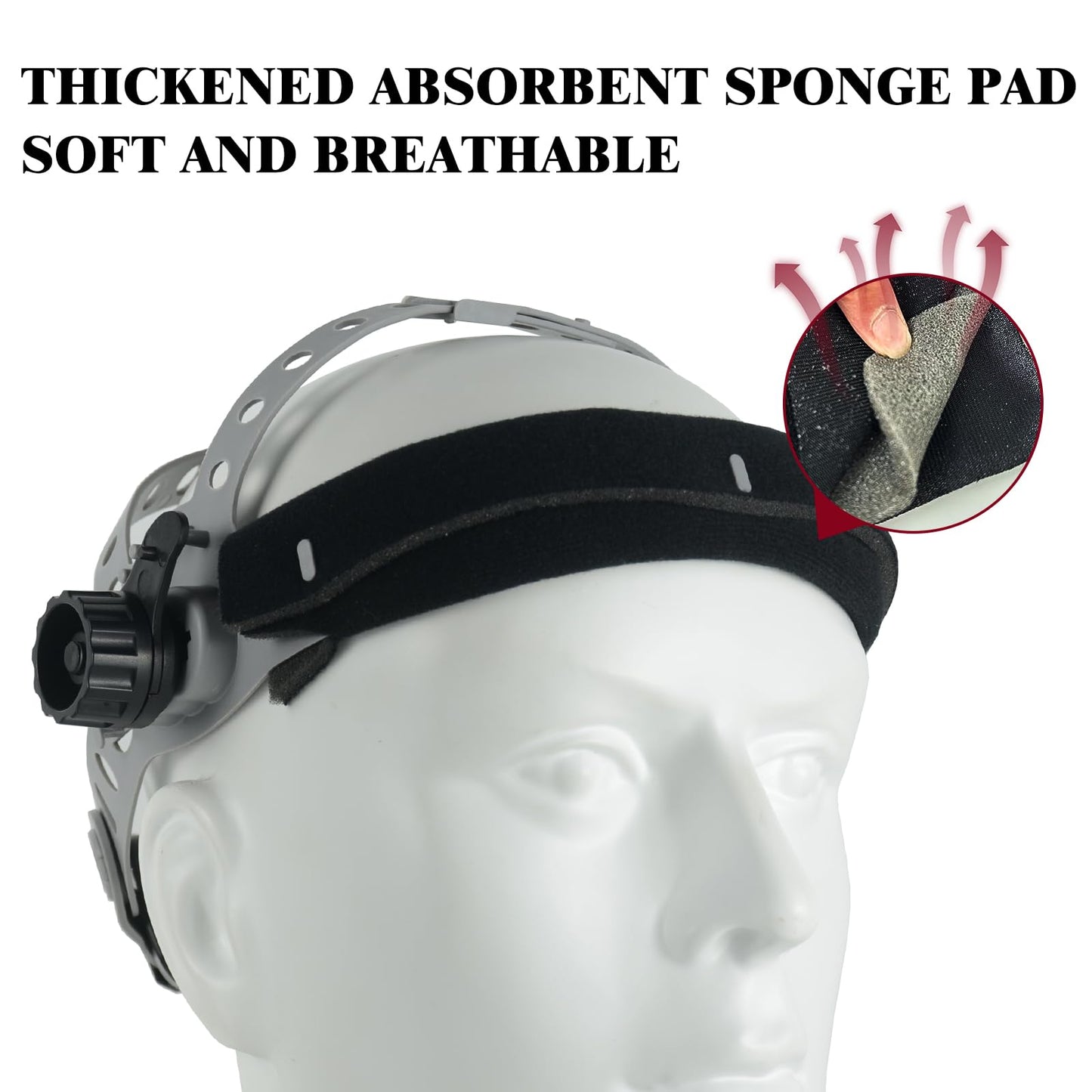 Welding Helmet Headgear - TRQWH Welding Hood Replacement Headgear Welding Helmet Accessories Welding Head gear with Sweatband for Round Square Hole Helmet, Adjustable (grey-round hole)