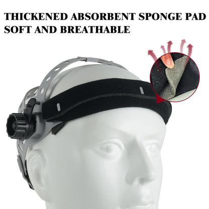 Welding Helmet Headgear - TRQWH Welding Hood Replacement Headgear Welding Helmet Accessories Welding Head gear with Sweatband for Round Square Hole Helmet, Adjustable (grey-round hole)