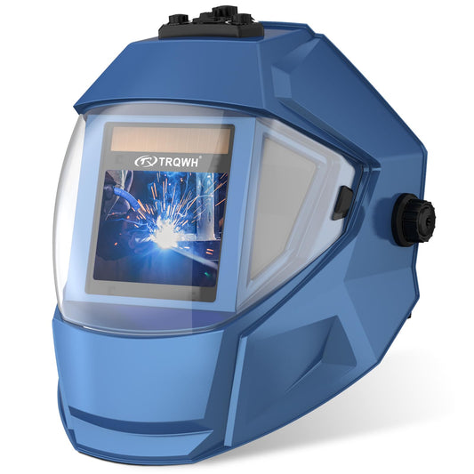 TRQWH Panoramic View Welding Helmet Auto Darkening Welding Hood True Color 4 Arc Sensor Welding Mask Large Viewing 3.94" x 3.15" Wide Shade 4/5-9/9-13 Weld Helmet for TIG MIG ARC Weld (TRQ-QJK04)