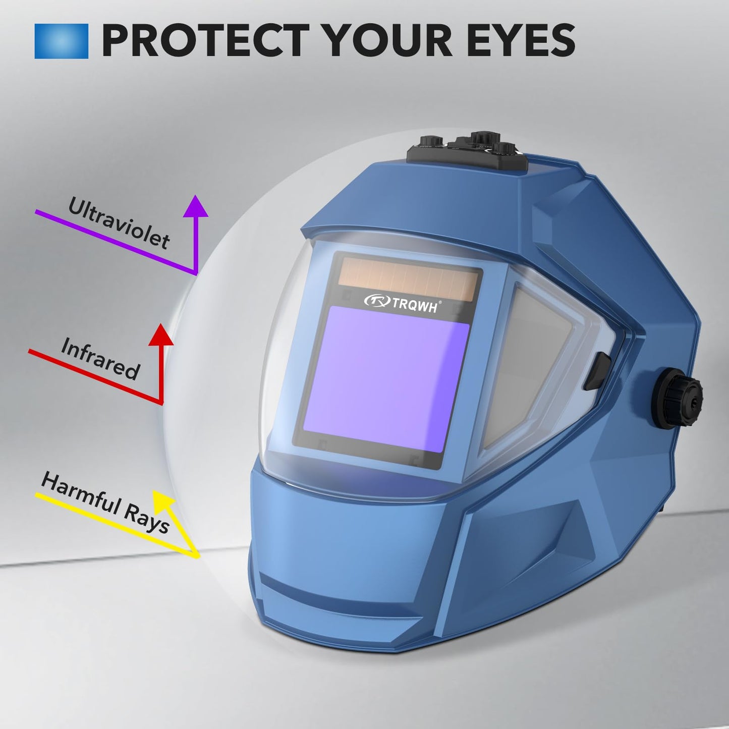 TRQWH Panoramic View Welding Helmet Auto Darkening Welding Hood True Color 4 Arc Sensor Welding Mask Large Viewing 3.94" x 3.15" Wide Shade 4/5-9/9-13 Weld Helmet for TIG MIG ARC Weld (TRQ-QJK04)