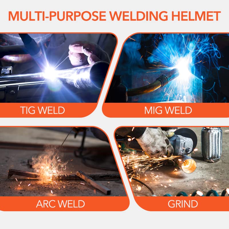 TRQWH Welding Helmet with Light True Color Auto Darkening Welding Helmets for Men Solar Powered Welding Hood with 2 Arc Sensor Wide Shade 4/9-13 for TIG MIG ARC Cool Welder Mask (TRQ-HD0701)