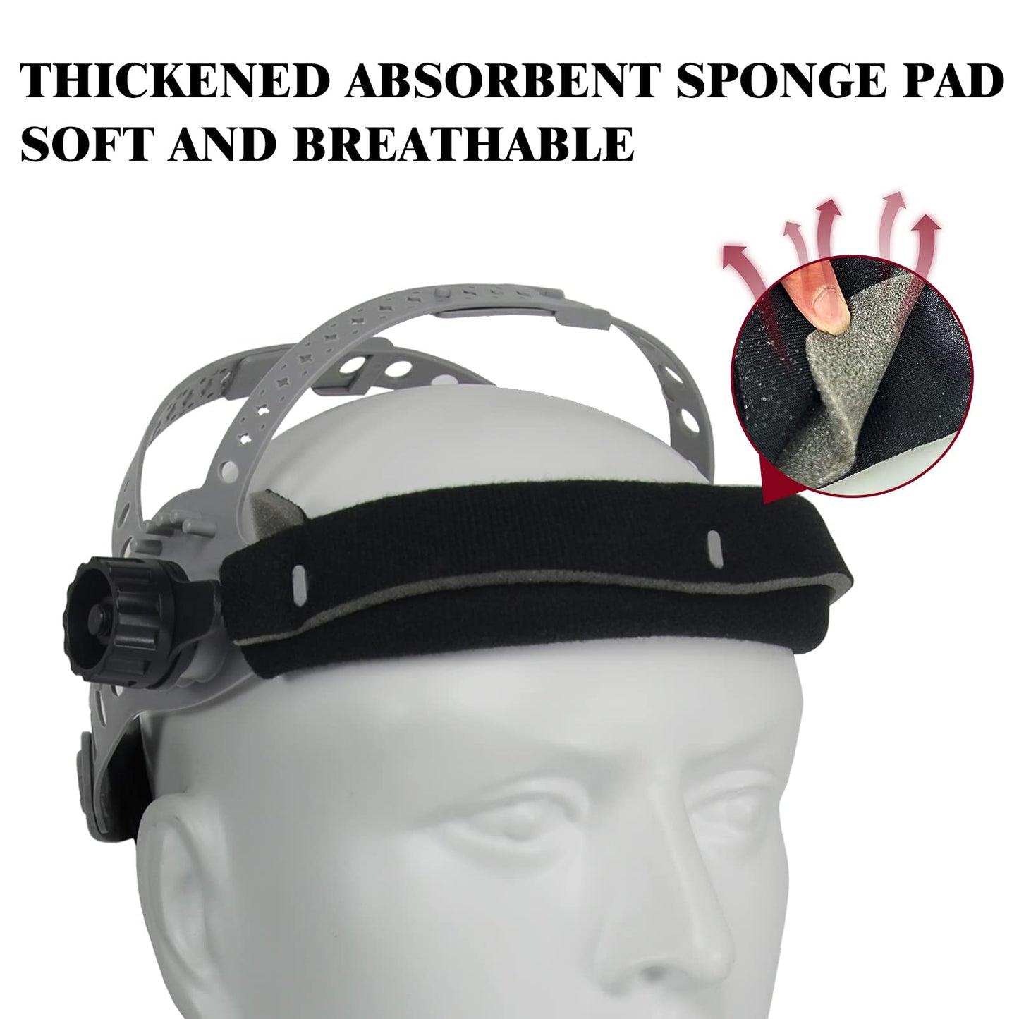 Welding Helmet Headgear - TRQWH Welding Hood Replacement Headgear Welding Helmet Accessories Welding Head gear with Sweatband for Round Square Hole Helmet, Adjustable (grey-square hole)