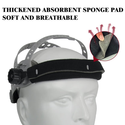 Welding Helmet Headgear - TRQWH Welding Hood Replacement Headgear Welding Helmet Accessories Welding Head gear with Sweatband for Round Square Hole Helmet, Adjustable (grey-square hole)