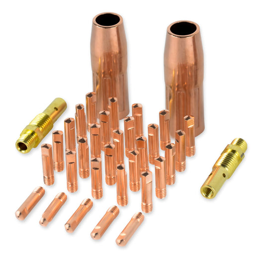 YesRight Mig Welding Gun Accessory, 0.030" Welder Replacement Kit for Lincoln Magnum 100L Tweco Mini/#1, 30pcs Welding Tips 0.030" + 2pcs Gas Nozzles + 2pcs Gas Diffuser