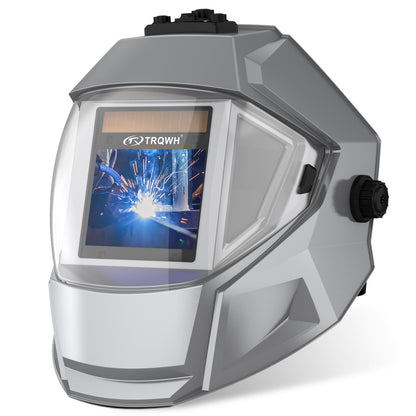 TRQWH Panoramic View Welding Helmet Auto Darkening Welding Hood True Color 4 Arc Sensor Welding Mask Large Viewing 3.94" x 3.15" Wide Shade 4/5-9/9-13 Weld Helmet for TIG MIG ARC Weld (TRQ-QJK03)