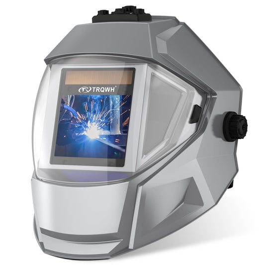 TRQWH Panoramic View Welding Helmet Auto Darkening Welding Hood True Color 4 Arc Sensor Welding Mask Large Viewing 3.94" x 3.15" Wide Shade 4/5-9/9-13 Weld Helmet for TIG MIG ARC Weld (TRQ-QJK03)