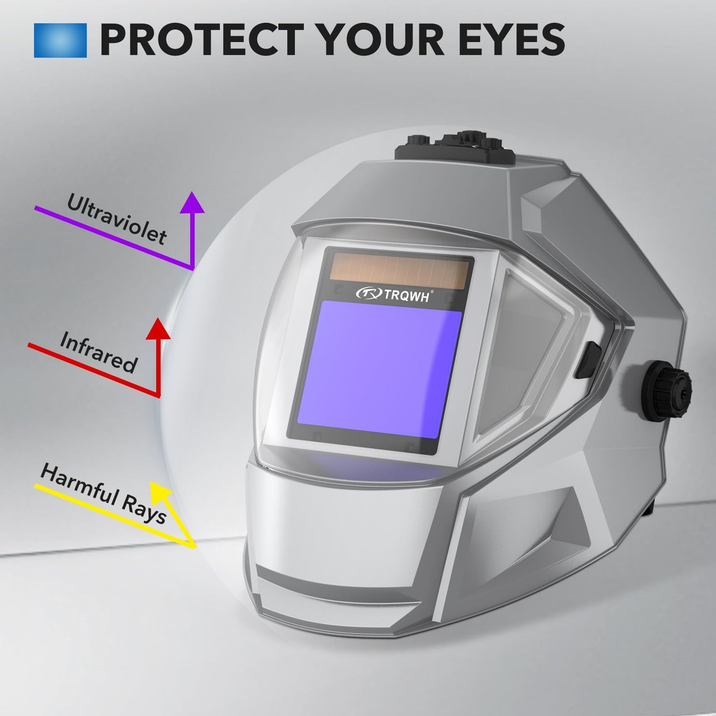 TRQWH Panoramic View Welding Helmet Auto Darkening Welding Hood True Color 4 Arc Sensor Welding Mask Large Viewing 3.94" x 3.15" Wide Shade 4/5-9/9-13 Weld Helmet for TIG MIG ARC Weld (TRQ-QJK03)