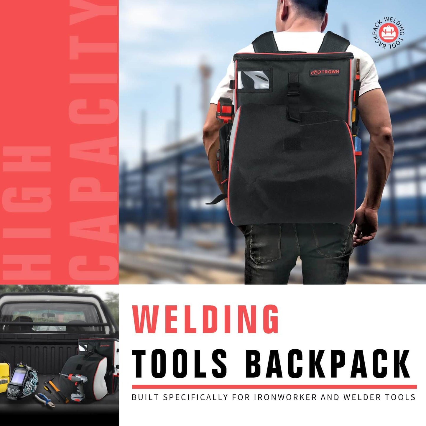 Large Capacity Welding Tool Backpack