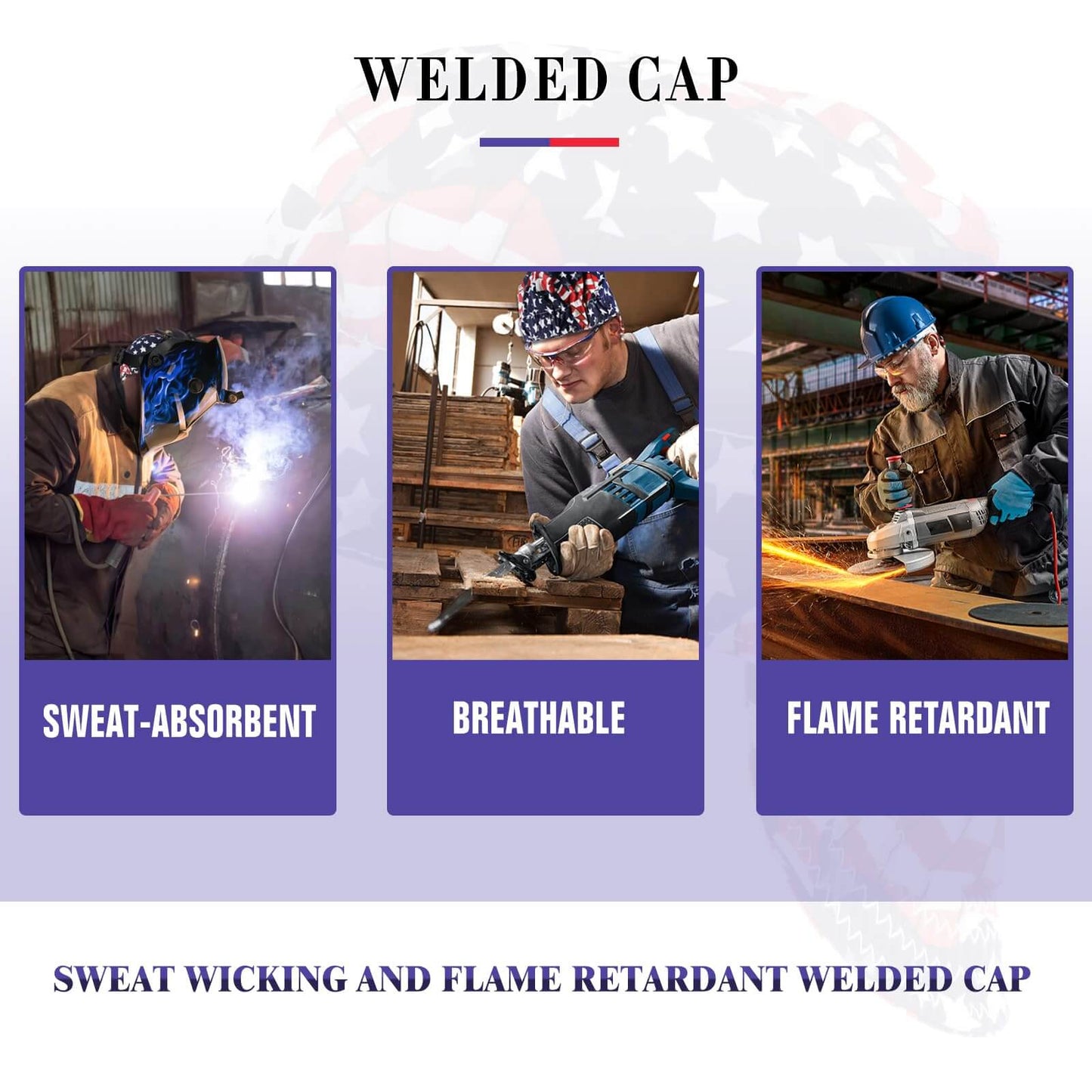 3 Pcs 100% Cotton Welding Caps