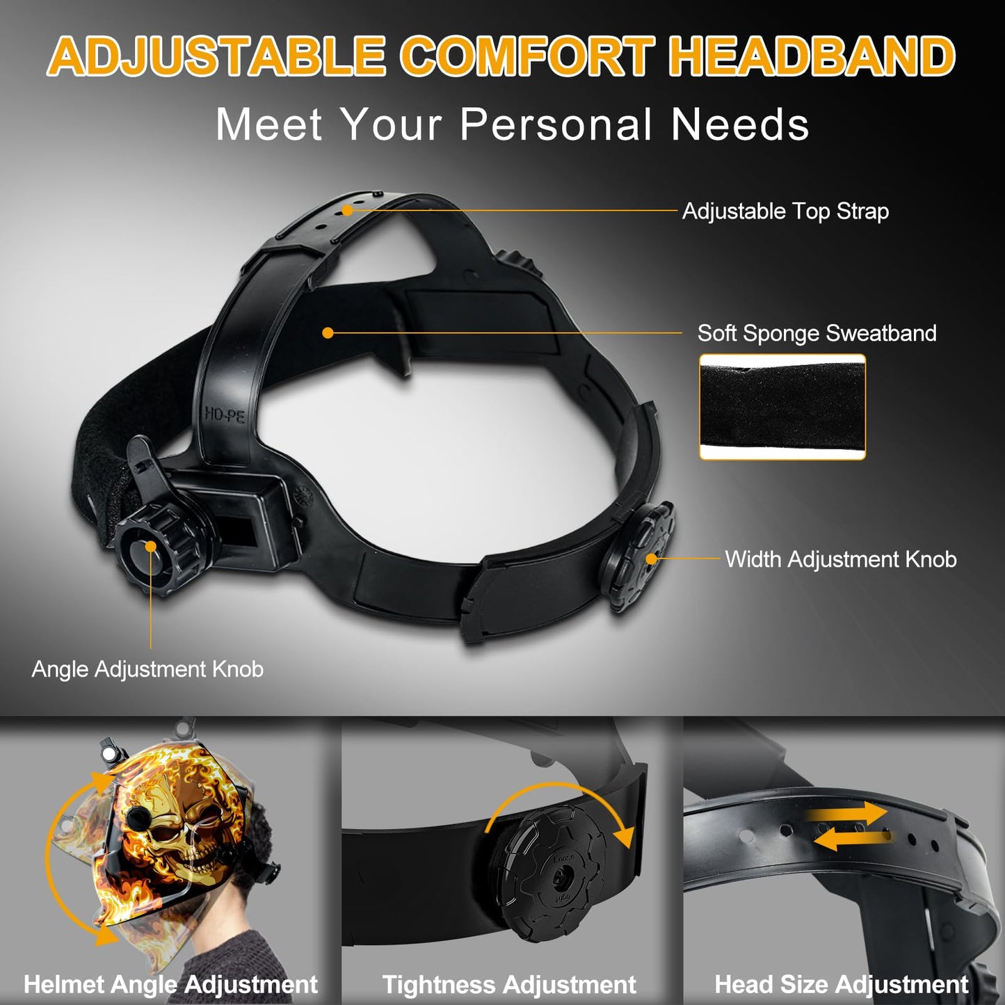 TRQWH Welding Hood Auto Darkening Welding Helmet with Light True Color 1/1/1/2 Top Optical Clarity Wide Shade 9-13 Welding Mask with Grinding Weld Helmet (KTS-HD104)