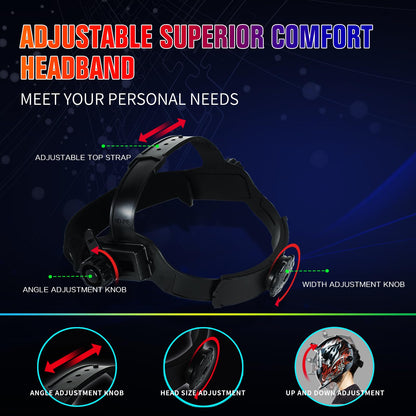 TRQWH Welding Helmet Auto Darkening Welding Hood Solar Powered True Color Welding Mask 2 Arc Sensor Wide Shade 9-13 Flaming Skull Welder Helmet with Grinding Cut for MIG TIG ARC