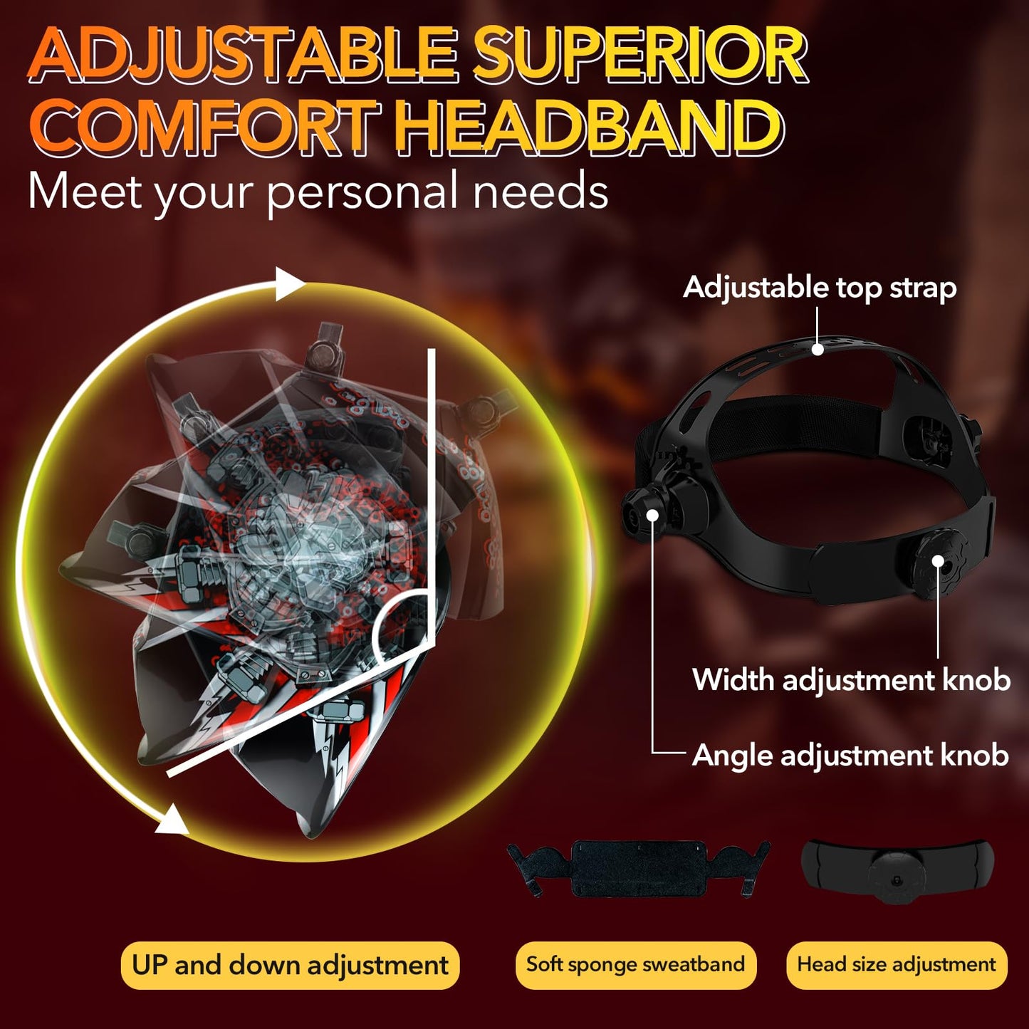 TRQWH Welding Helmet Auto Darkening Large Viewing True Color Solar Powered Welding Hood with 4 Arc Sensor Adjustable Wide Shade Range 4~5-8/9-13 Welder Mask for TIG MIG ARC Weld (TRQWH-LD12)