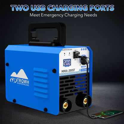 TRQWH 200A MMA Welding Machine 110V Stick Welder Machine Portable ARC Welder with IGBT Digital Display Hot Start for Beginners and Professionals Welder