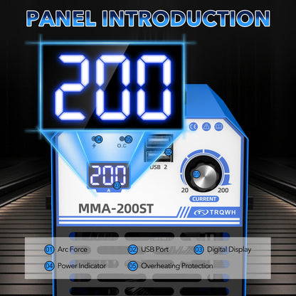 TRQWH 200A MMA Welding Machine 110V Stick Welder Machine Portable ARC Welder with IGBT Digital Display Hot Start for Beginners and Professionals Welder