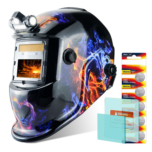 TRQWH Welding Helmet with Light True Color Auto Darkening Welding Helmets for Men Solar Powered Welding Hood with 2 Arc Sensor Wide Shade 4/9-13 for TIG MIG ARC Cool Welder Mask (TRQ-HD11)