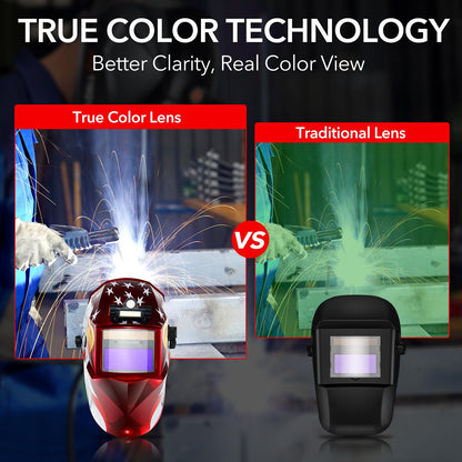 TRQWH Welding Hood Auto Darkening Welding Helmet with Light True Color 1/1/1/2 Top Optical Clarity Wide Shade 9-13 Welding Mask with Grinding Weld Helmet (KTS-JD14)