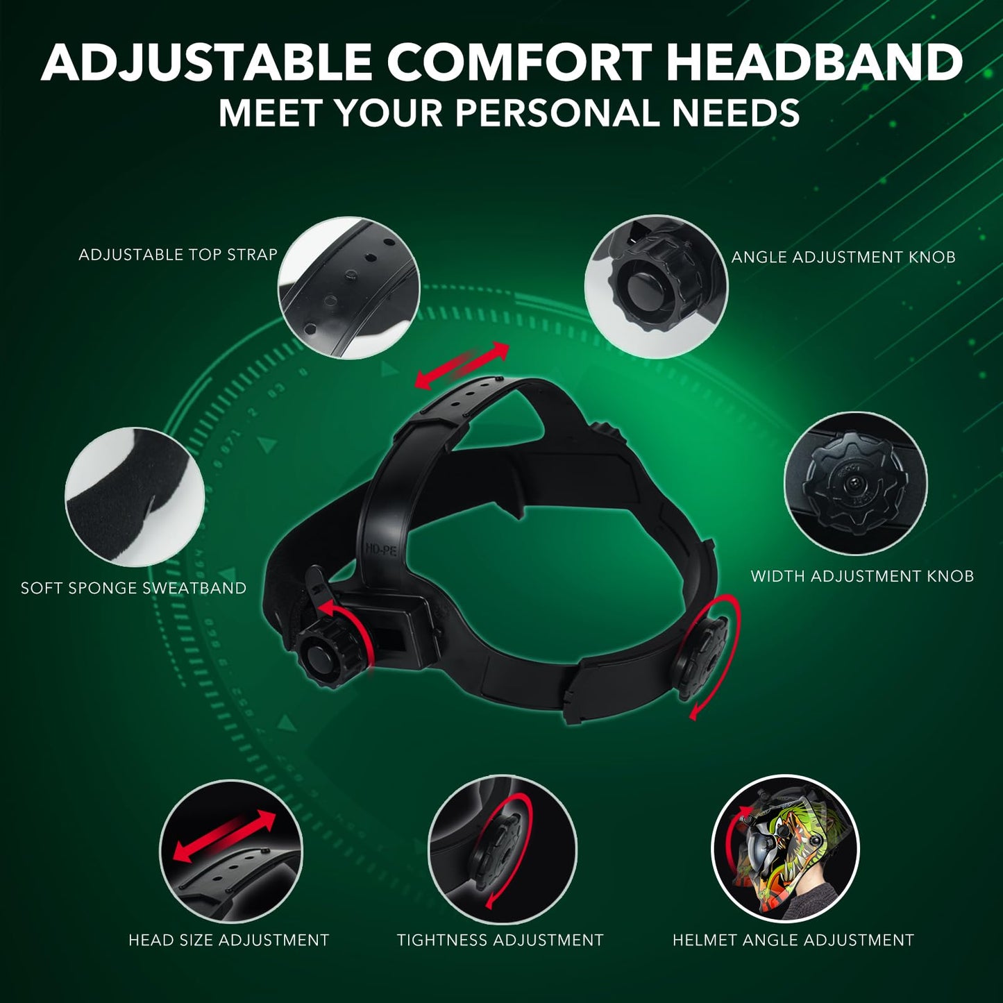 TRQWH Welding Helmet Auto Darkening Welding Hood with Light True Color 1/1/1/2 Top Optical Clarity Wide Shade 9-13 Welder Helmet Welding Mask with Grinding (KTS-KD15)