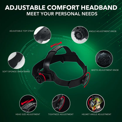 TRQWH Welding Helmet Auto Darkening Welding Hood with Light True Color 1/1/1/2 Top Optical Clarity Wide Shade 9-13 Welder Helmet Welding Mask with Grinding (KTS-KD15)