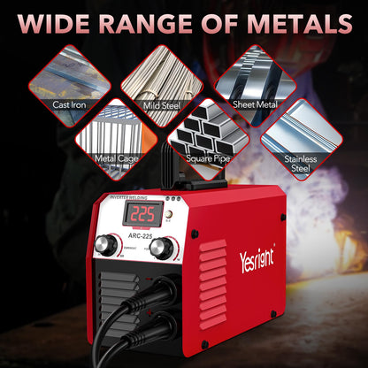 YesRight 225A Welding Machine 110V/220V Portable Stick Welder with Synergic Control, Small Welder Machine with Hot Start Arc force for Home DIY Handicrafts Maintenance