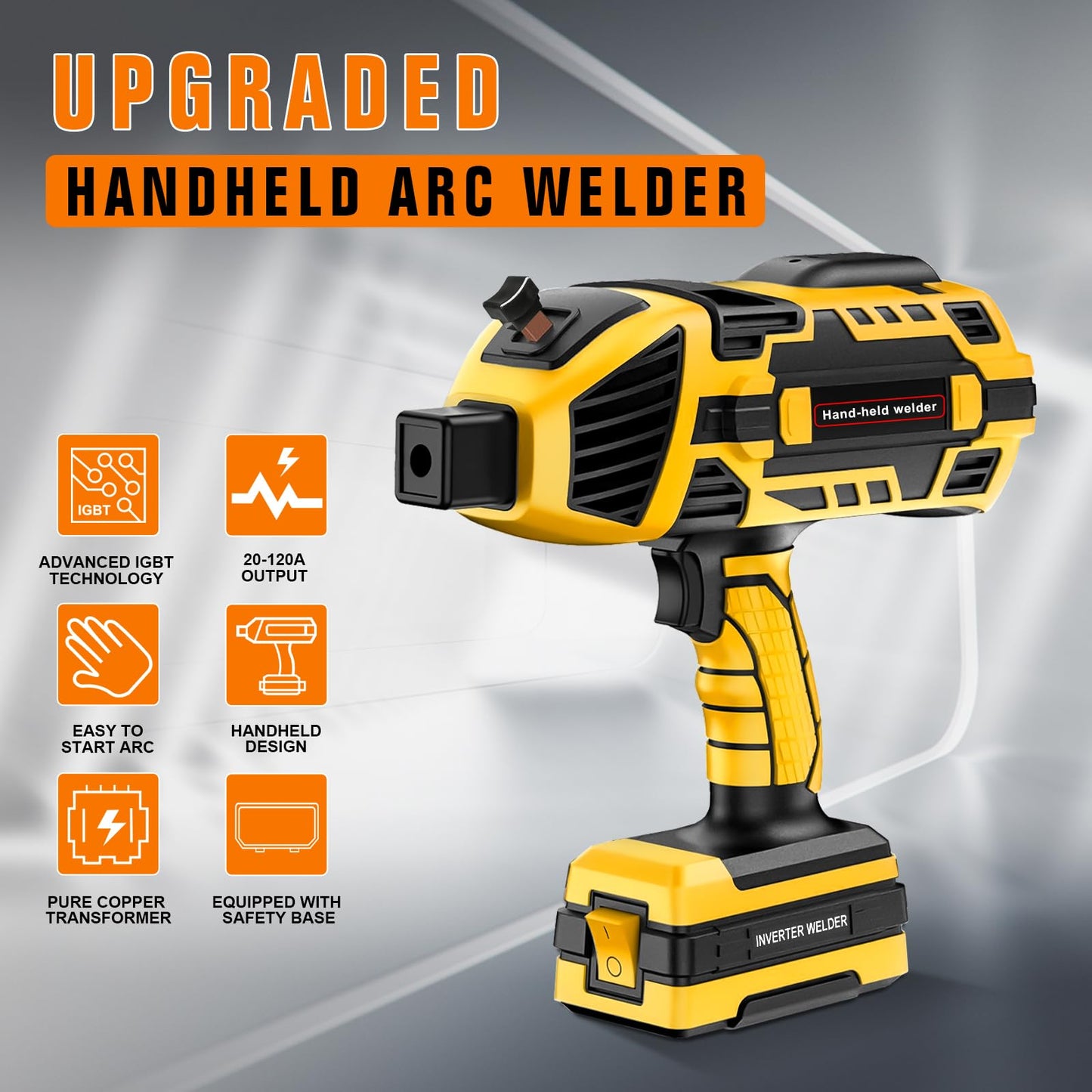 YesRight Handheld Welding Machine 110V 120A Portable Electric Welder Machine ARC Welder Gun with IGBT Inverter 5 Variable Current Adjustment for 3/32"-1/8" Welding Rod Tool