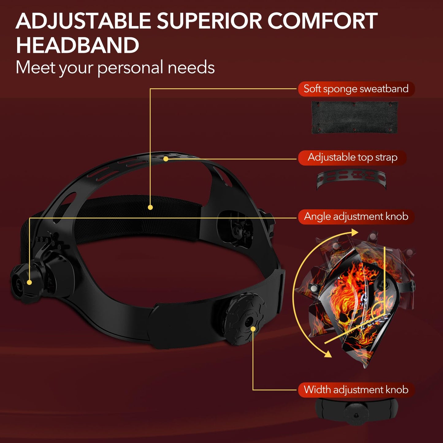 TRQWH Welding Helmet Auto Darkening with LED Light Large View Solar Powered True Color Welding Hood 4 Arc Sensor Wide Shade 4/5-9/9-13 Welding Mask for TIG MIG Arc Weld Grinding (TRQWH-LE02)
