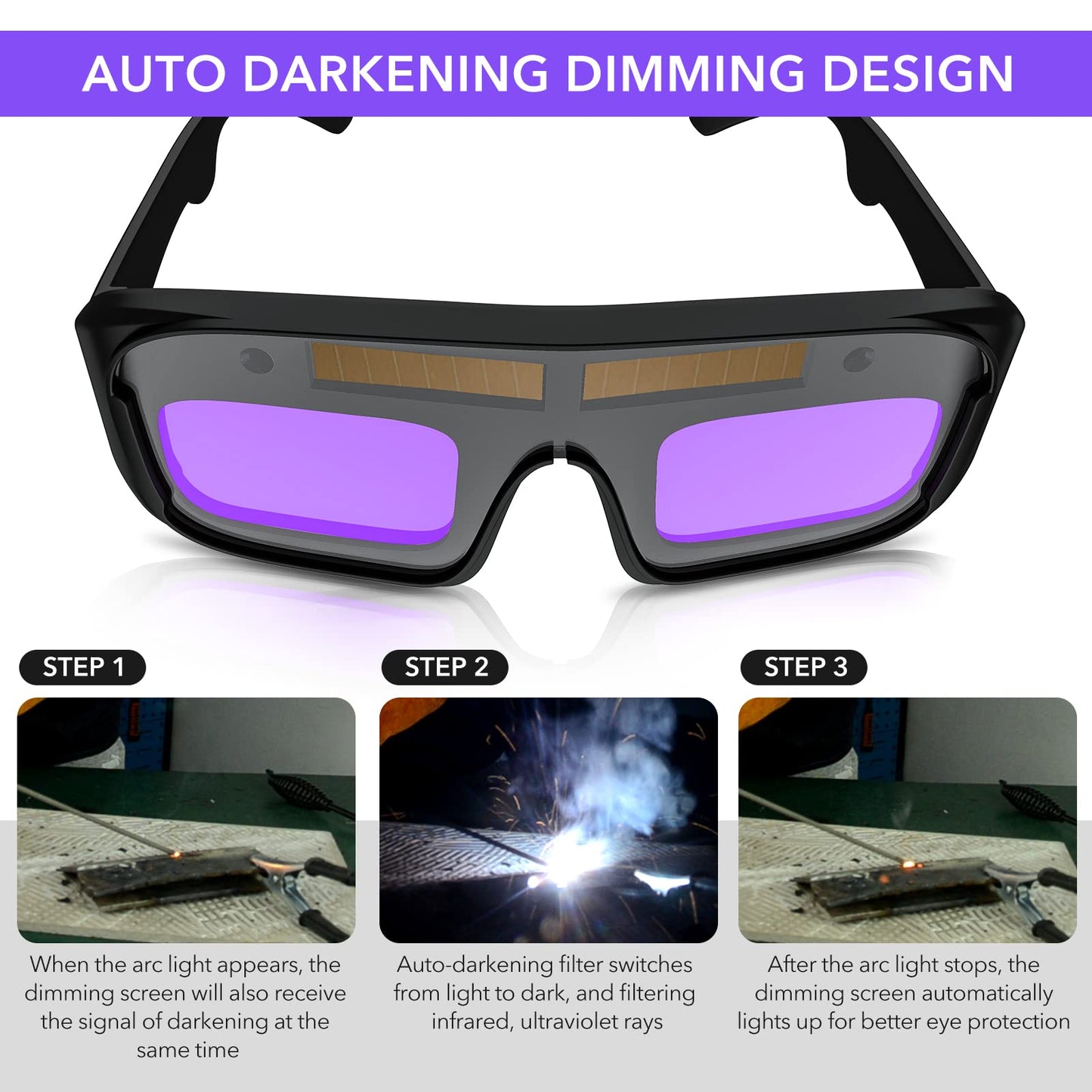 TRQWH Welding Glasses Auto Darkening Safety Goggles Solar True Color Welder Glasses Eyes Protective PC Lens Welder Mask Welding Helmet for TIG MIG ARC Weld Plasma Cut Grinding