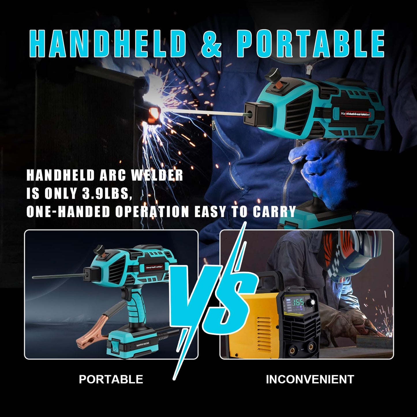 TRQWH 120A Welding Machine Handheld 110V Portable Stick Welder ARC Welder Machine IGBT Inverter Mini MMA Welder Machine Fit for 1/16"-1/8" Rods (TRQ-WM120BLUE)