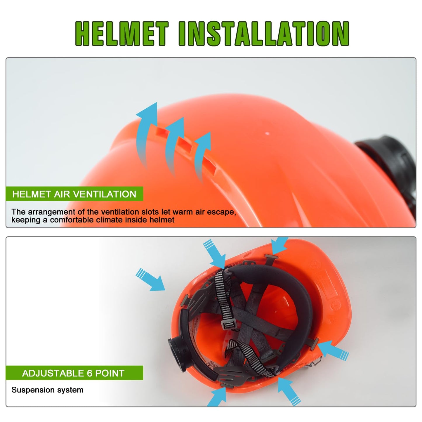 YesRight Chainsaw Helmet with Face and Ear Muffs, Forestry Safety Helmet for Mowing, Trimming, Yard Work, Landscaping, Construction and Weed Whacking