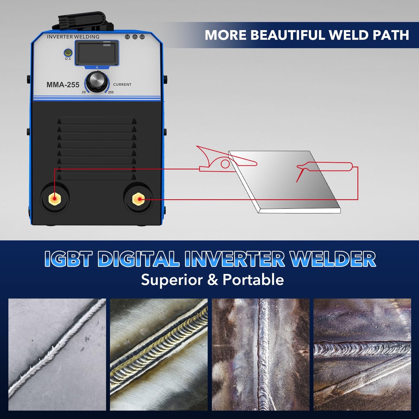 TRQWH 255A Welding Machine 110V/220V Stick Welder ARC Welder Machine IGBT Inverter Mini MMA Welder Tig/Mig Portable Welding Machine(255A)